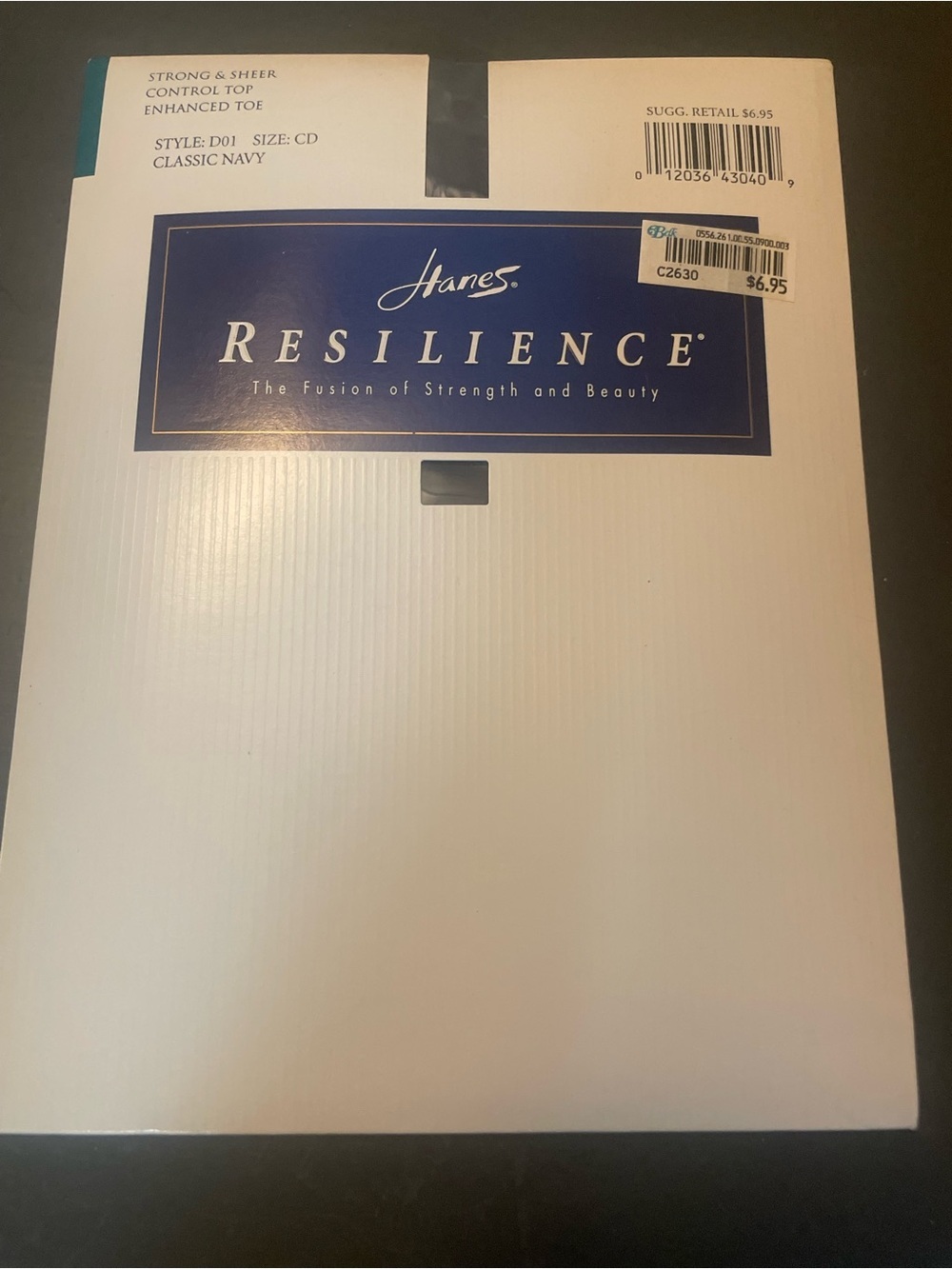 Hanes Resilience Classic Navy Hosiery nylons pantyhose control top sheer size CD
